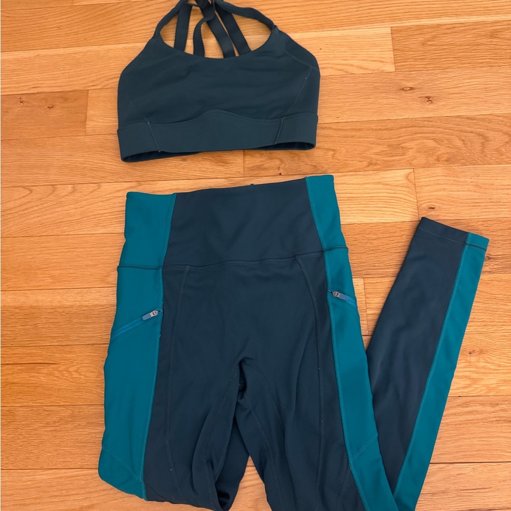 ALL ACCESS Forest Green and Black Fleece Workout Set